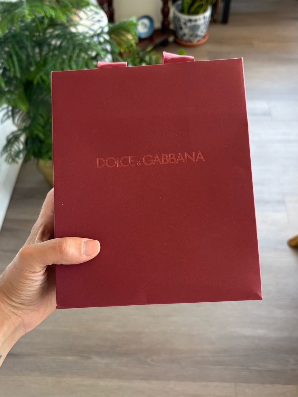 Dolce & Gabbana Wine Red Gift Bag with Gold Logo